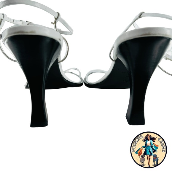 The Row T Bar Leather Square Toe Heel Ankle Strap Sandals in Optic White Size 10 - Picture 7 of 16